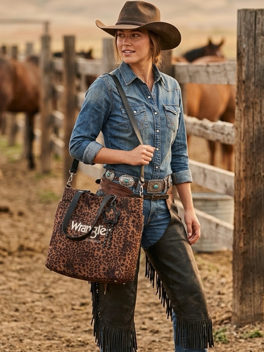 Large Wrangler Leopard Print Bag